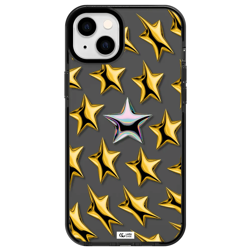 a group of gold stars Apple iPhone 14 plus impact Smoke Black Case