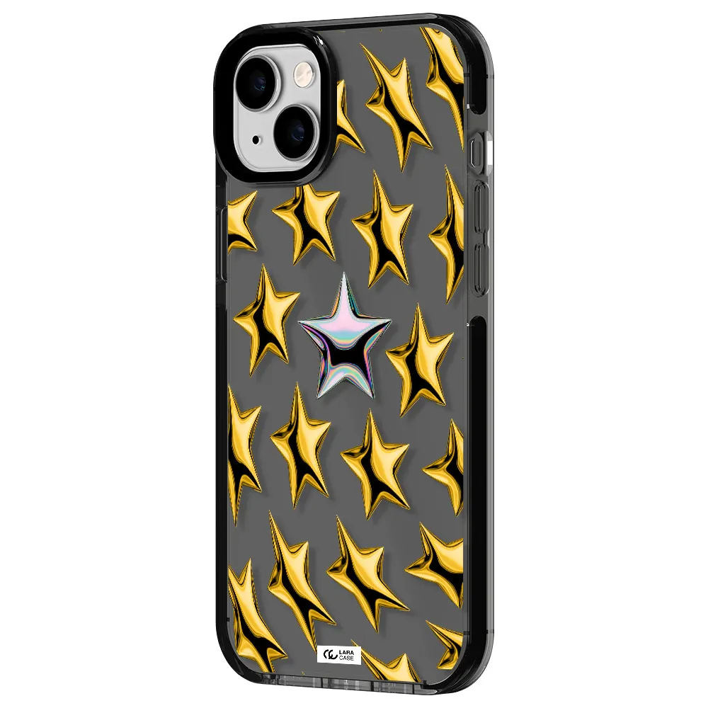 a group of gold stars Apple iPhone 14 plus impact Smoke Black Case