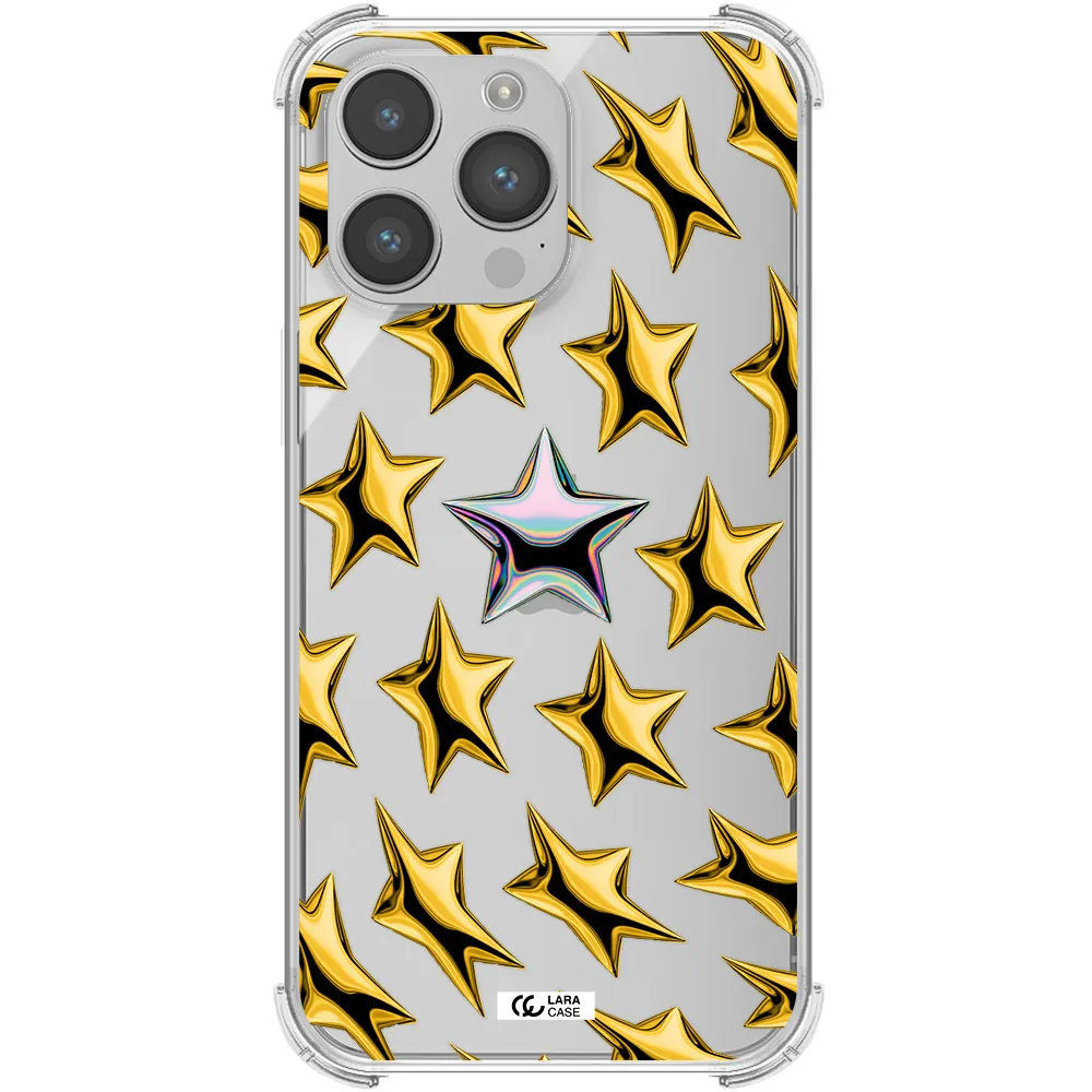 a group of gold stars Apple iPhone 14 pro Clear PC Case