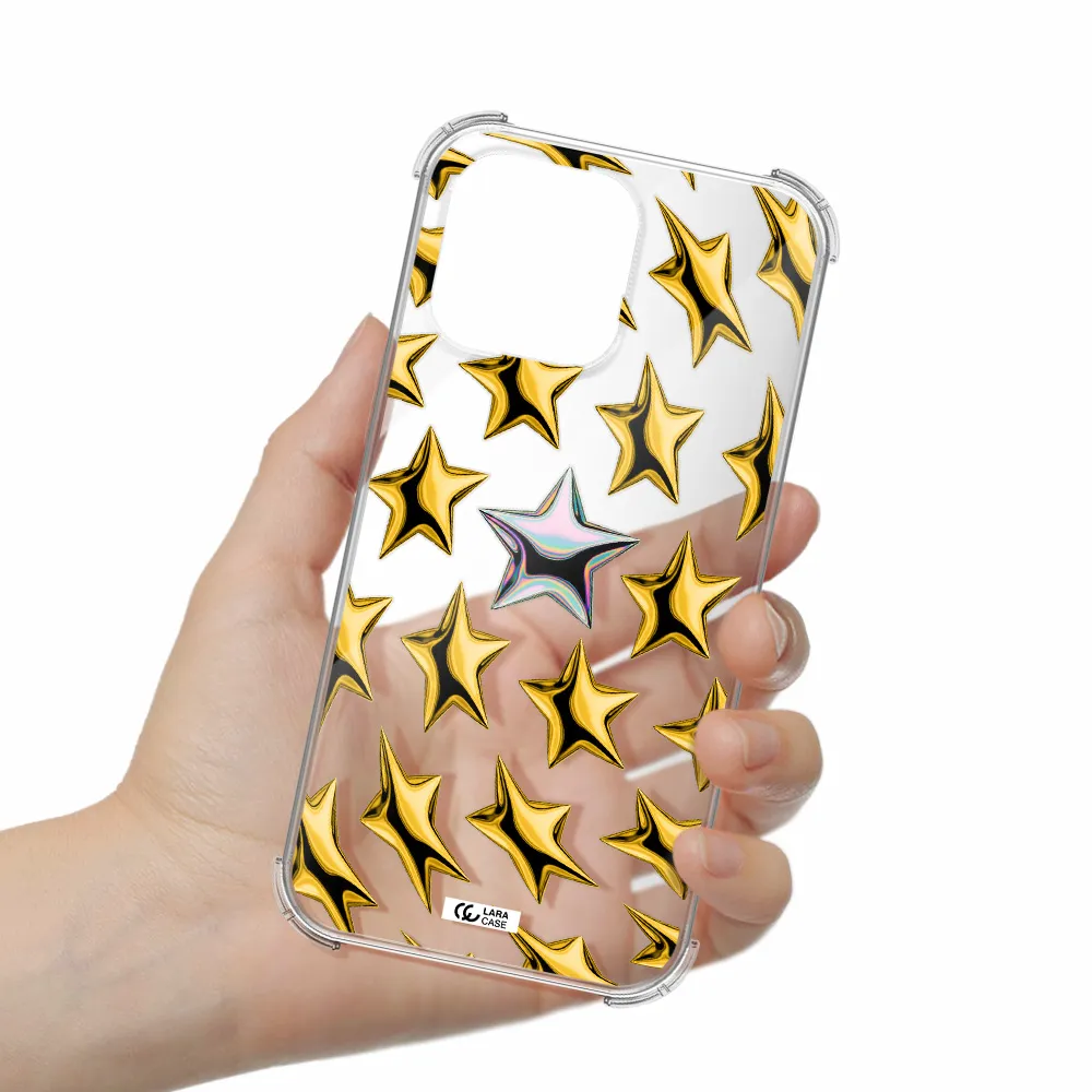 a group of gold stars Apple iPhone 14 pro Clear PC Case