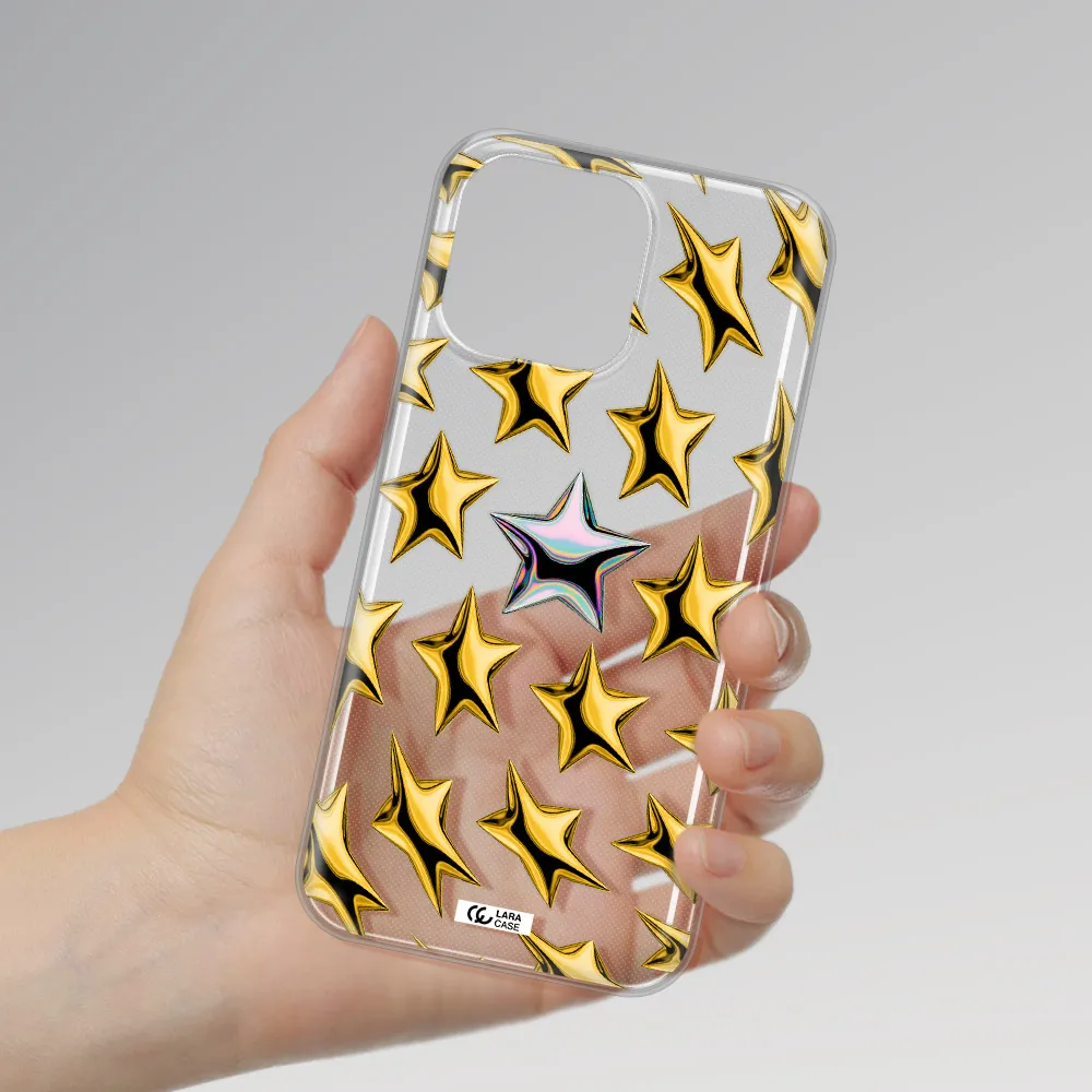 a group of gold stars Apple iPhone 14 pro Clear TPU Case