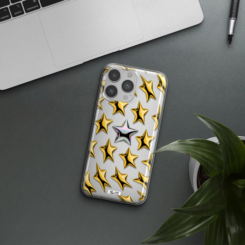 a group of gold stars Apple iPhone 14 pro Clear TPU Case