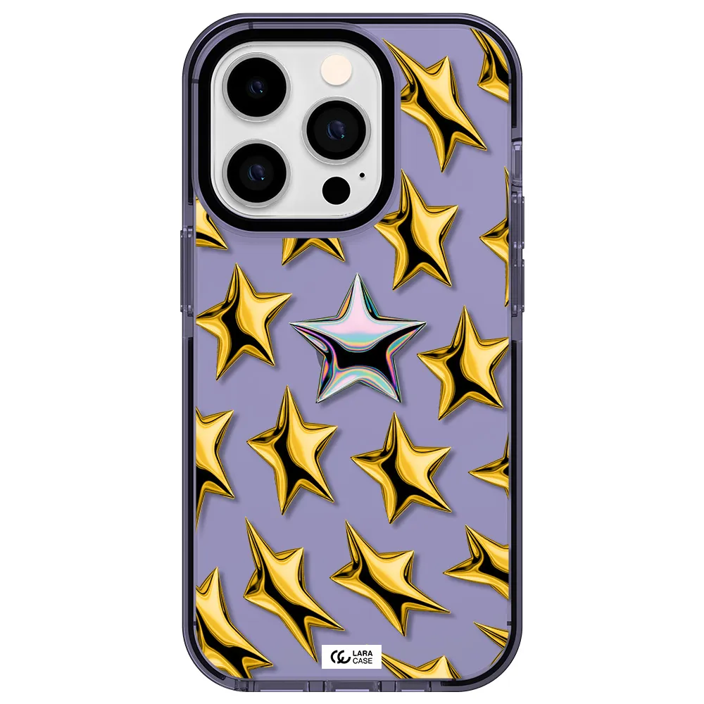 a group of gold stars Apple iPhone 14 pro impact Lilac Case