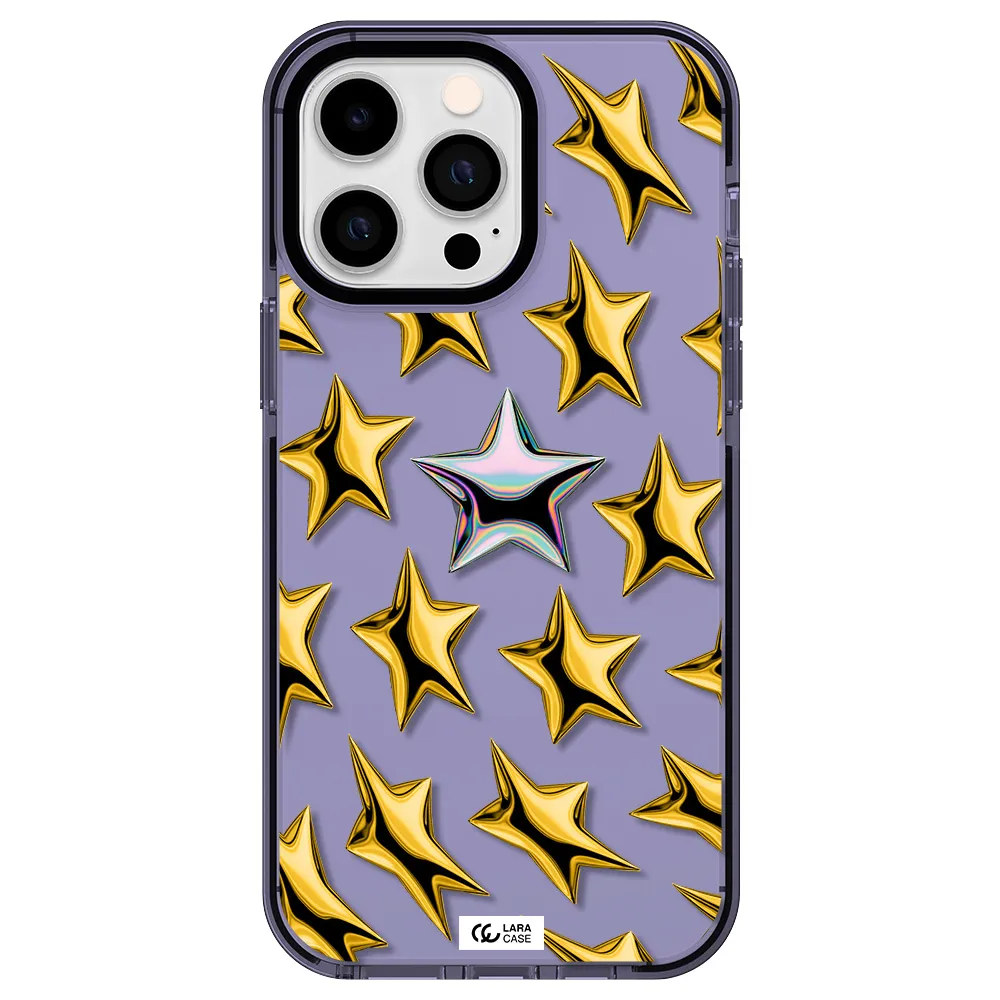 a group of gold stars Apple iPhone 14 pro max impact Lilac Case