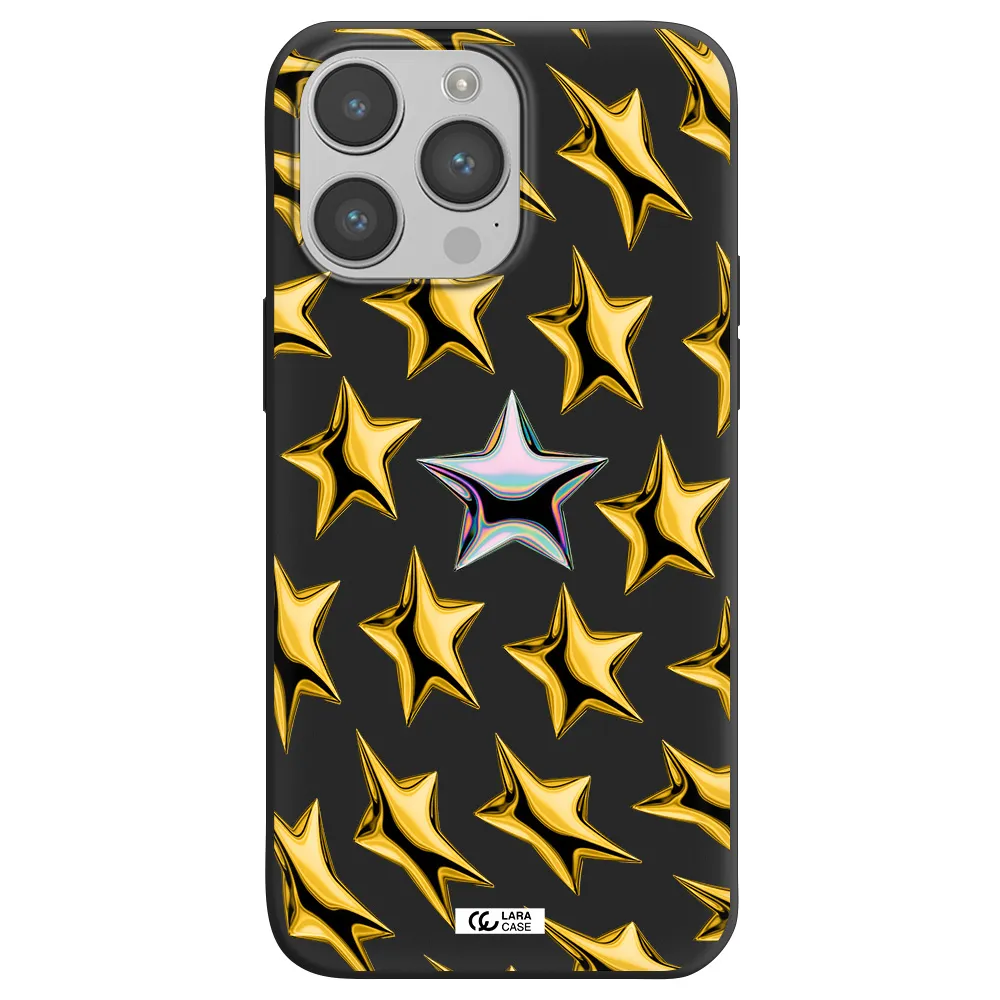 a group of gold stars Apple iPhone 14 pro Silicone black Case