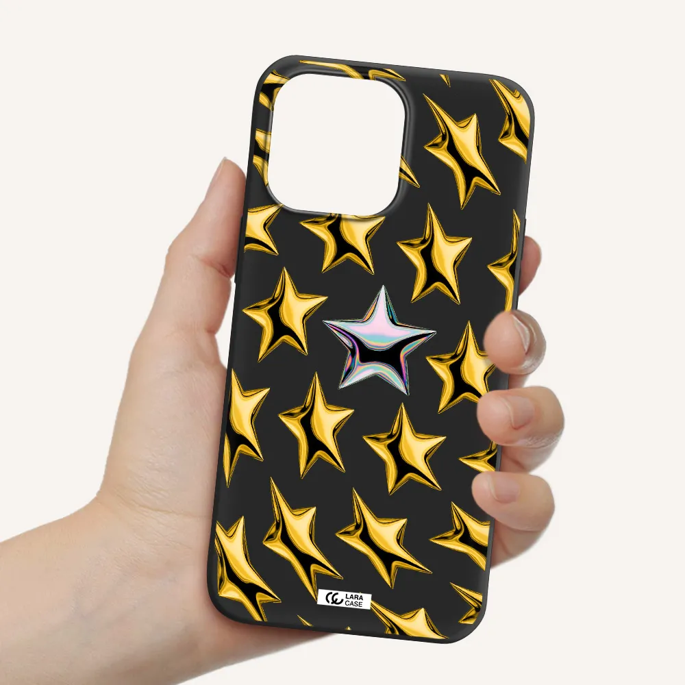 a group of gold stars Apple iPhone 14 pro Silicone black Case