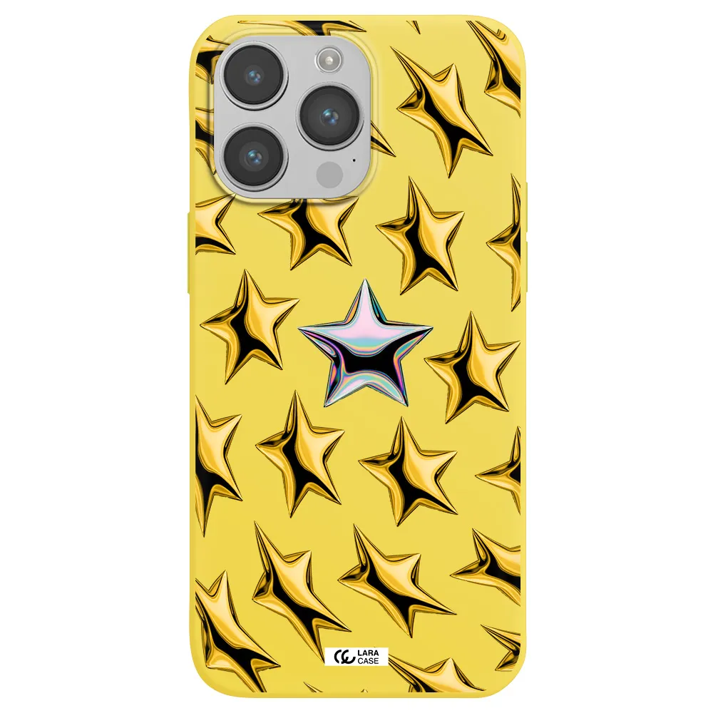 a group of gold stars Apple iPhone 14 pro Silicone canary yellow Case
