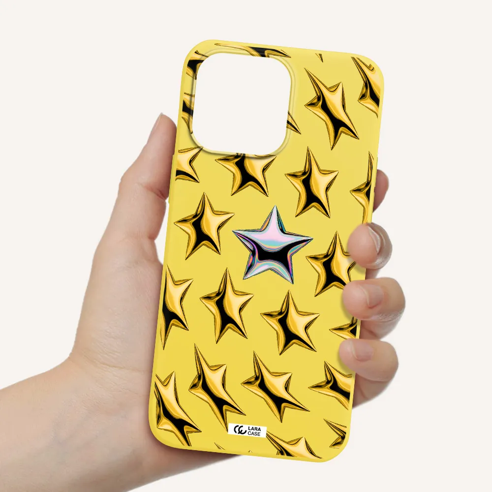 a group of gold stars Apple iPhone 14 pro Silicone canary yellow Case