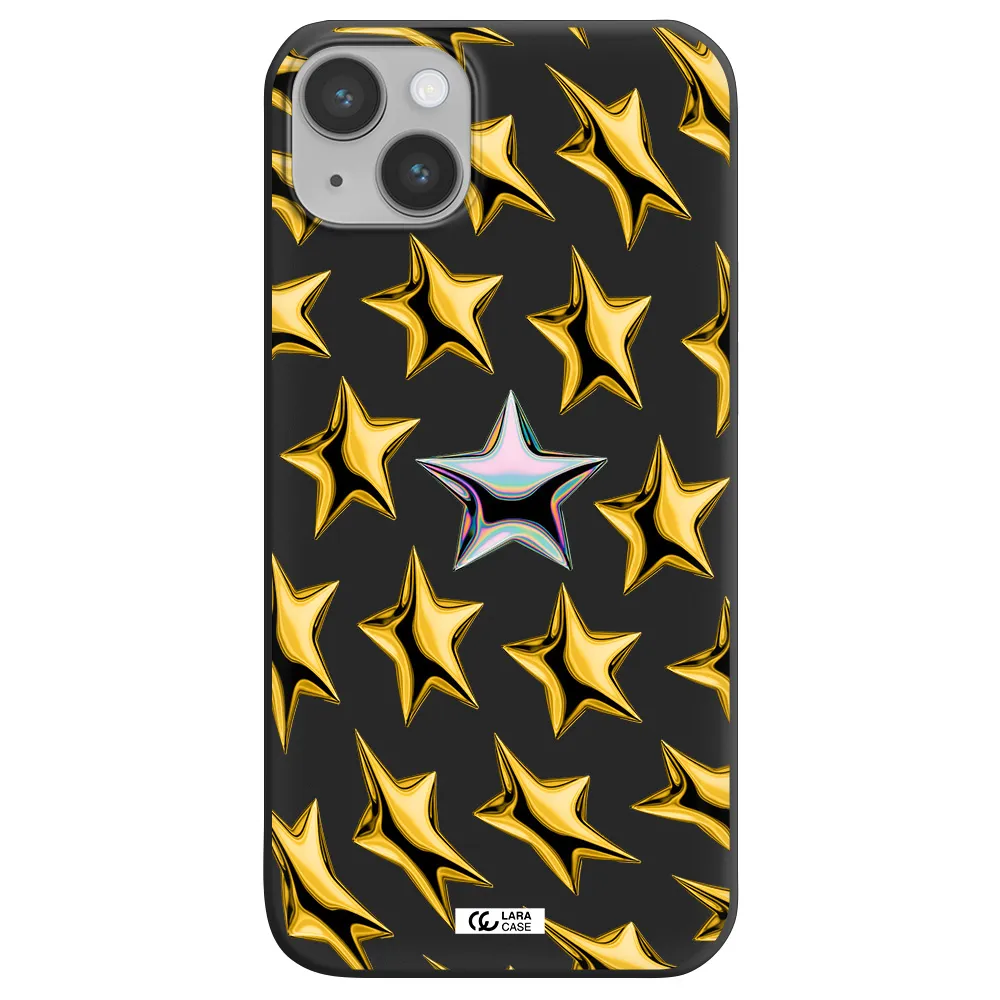 a group of gold stars Apple iPhone 14 Silicone black Case