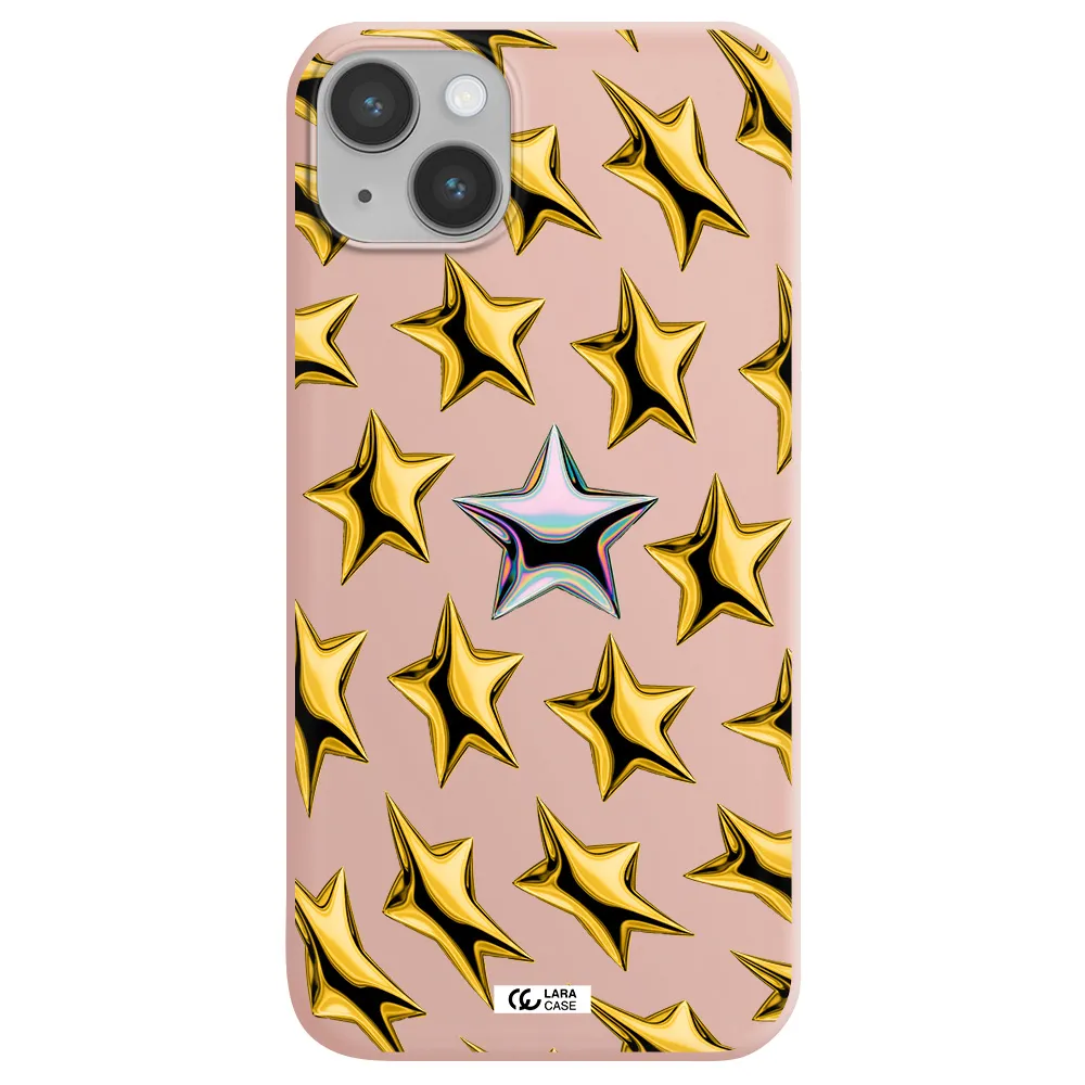 a group of gold stars Apple iPhone 14 Silicone pastel pink Case