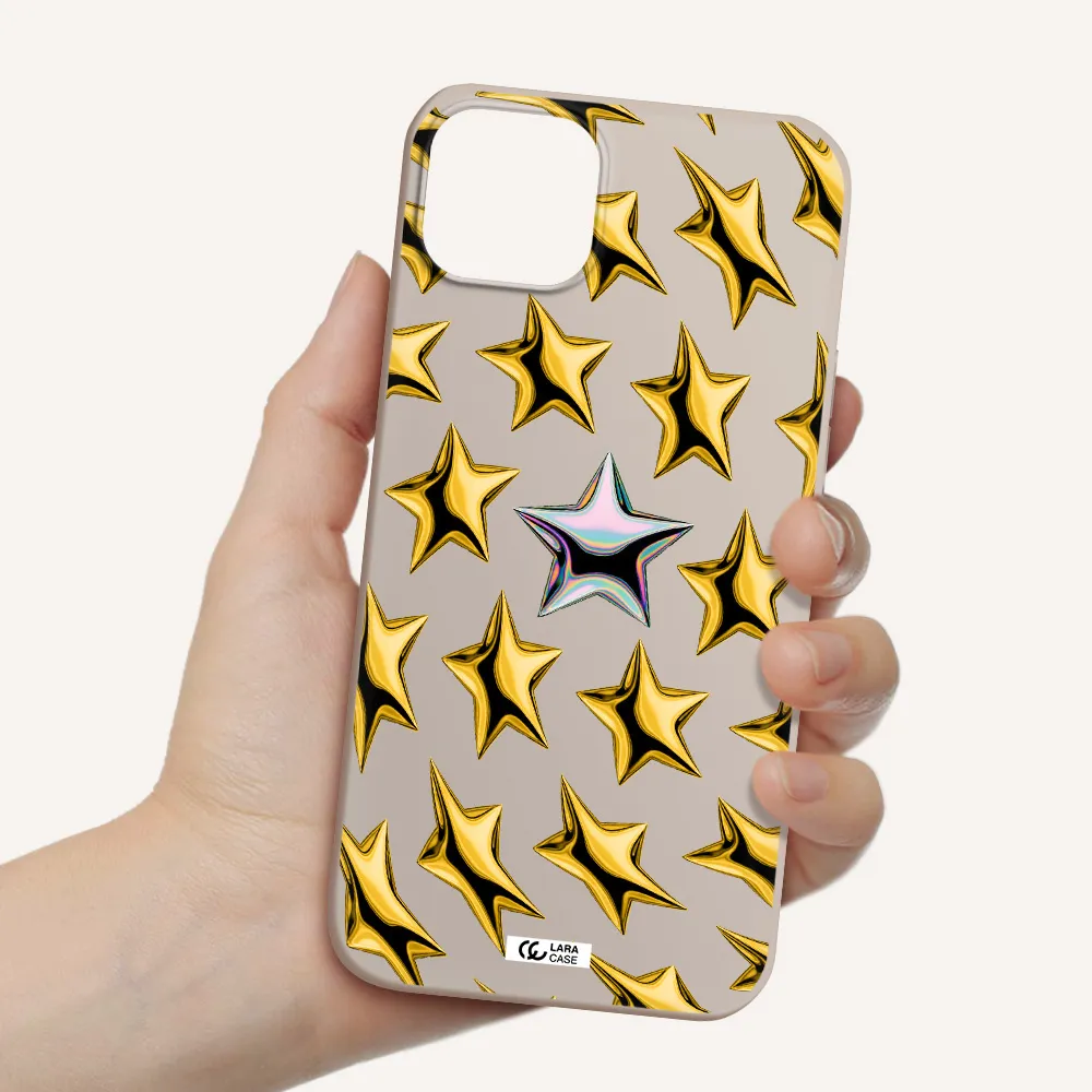 a group of gold stars Apple iPhone 14 Silicone Stone Case