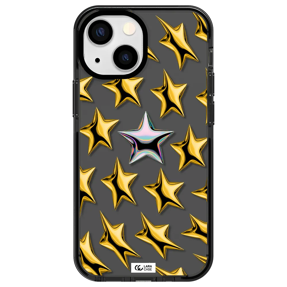 a group of gold stars Apple iPhone 15 impact Smoke Black Case