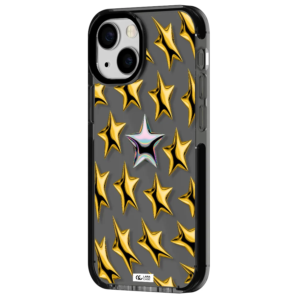a group of gold stars Apple iPhone 15 impact Smoke Black Case