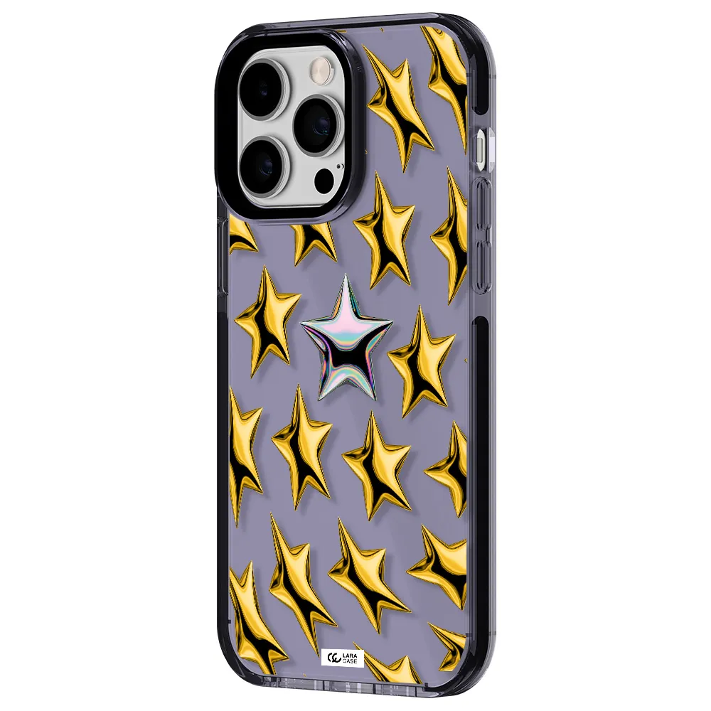 a group of gold stars Apple iPhone 15 Pro Max impact Lilac Case