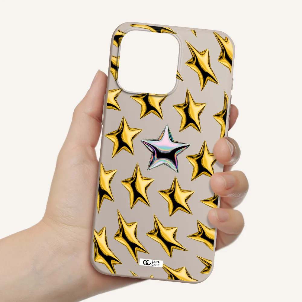 a group of gold stars Apple Iphone 15 Pro max Silicone Stone Case