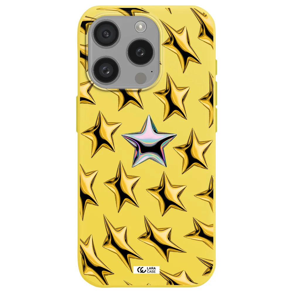 A Group Of Gold Stars Apple Iphone 15 Pro Silicone Canary Yellow Case