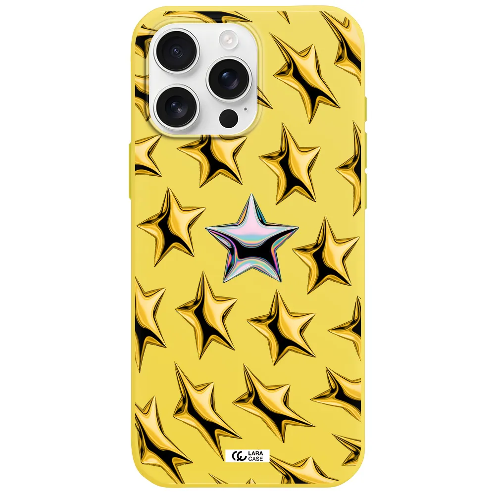 A Group Of Gold Stars Apple Iphone 16 Pro Max Silicone Canary Yellow Case