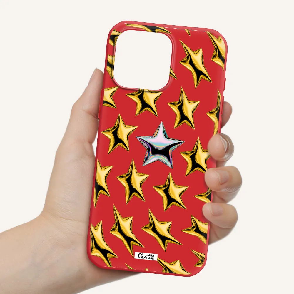 A Group Of Gold Stars Apple Iphone 16 Pro Max Silicone Imperial Red Case