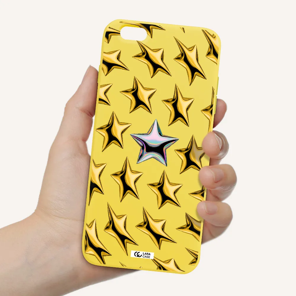 a group of gold stars Apple iPhone 6 plus Silicone canary yellow Case