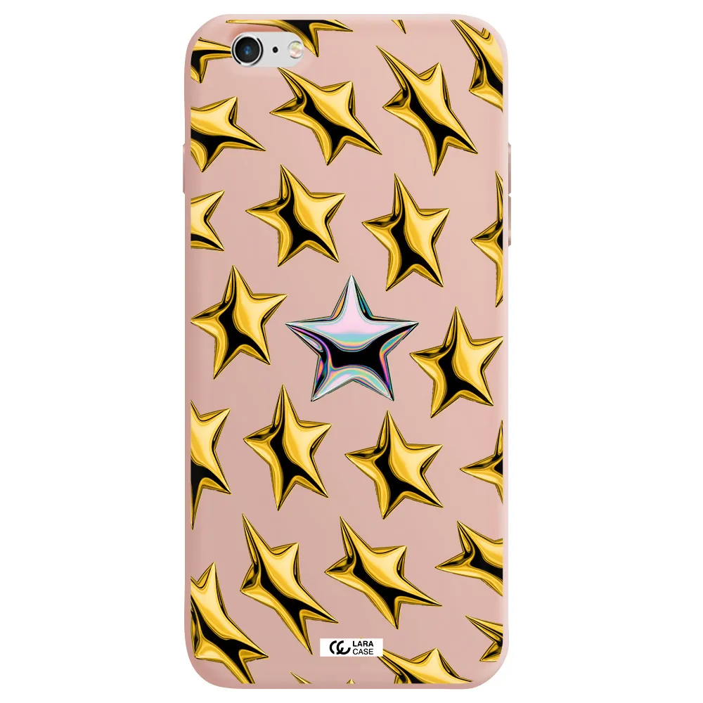 a group of gold stars Apple iPhone 6 plus Silicone pastel pink Case