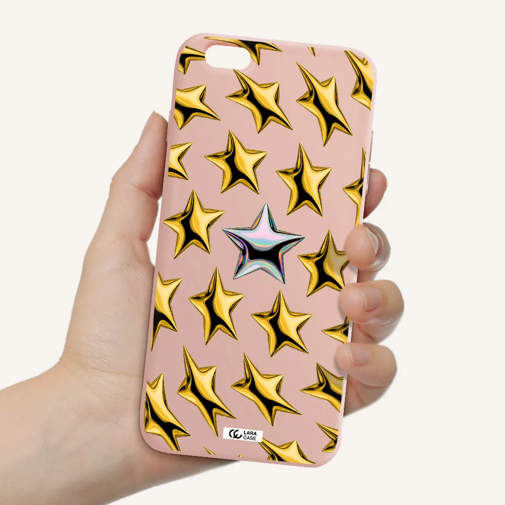 a group of gold stars Apple iPhone 6 plus Silicone pastel pink Case