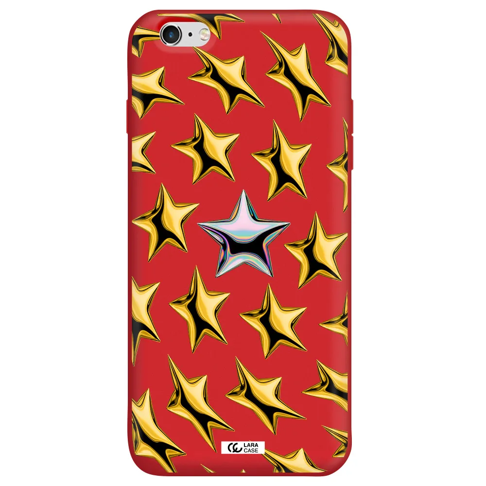 a group of gold stars Apple iPhone 6 s plus Silicone Imperial Red Case