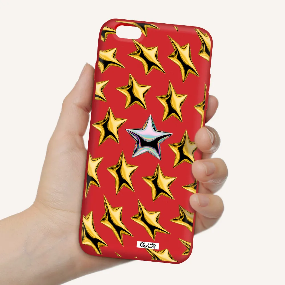 a group of gold stars Apple iPhone 6 s plus Silicone Imperial Red Case