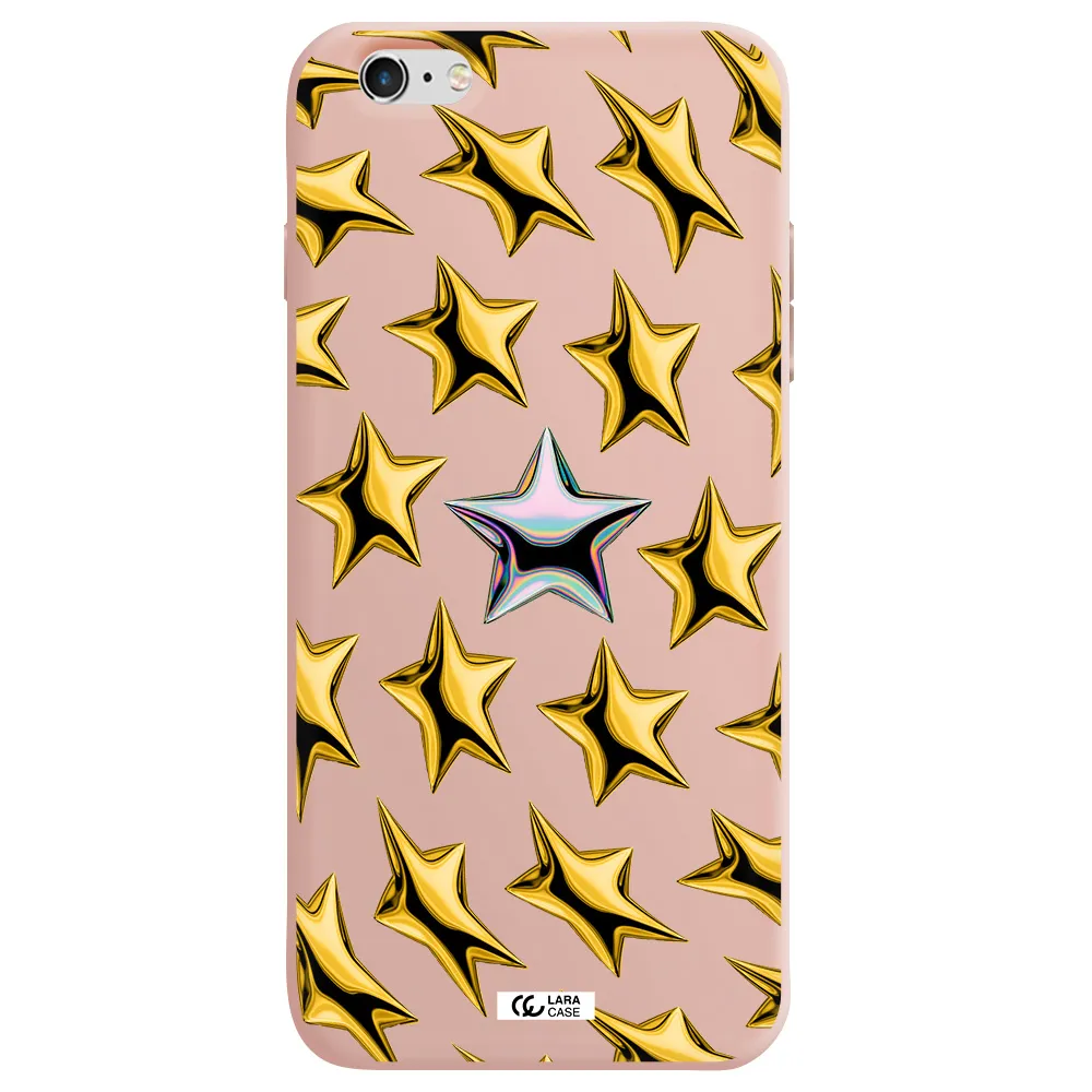 a group of gold stars Apple iPhone 6 s plus Silicone pastel pink Case