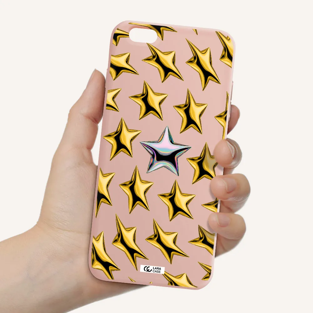 a group of gold stars Apple iPhone 6 s plus Silicone pastel pink Case