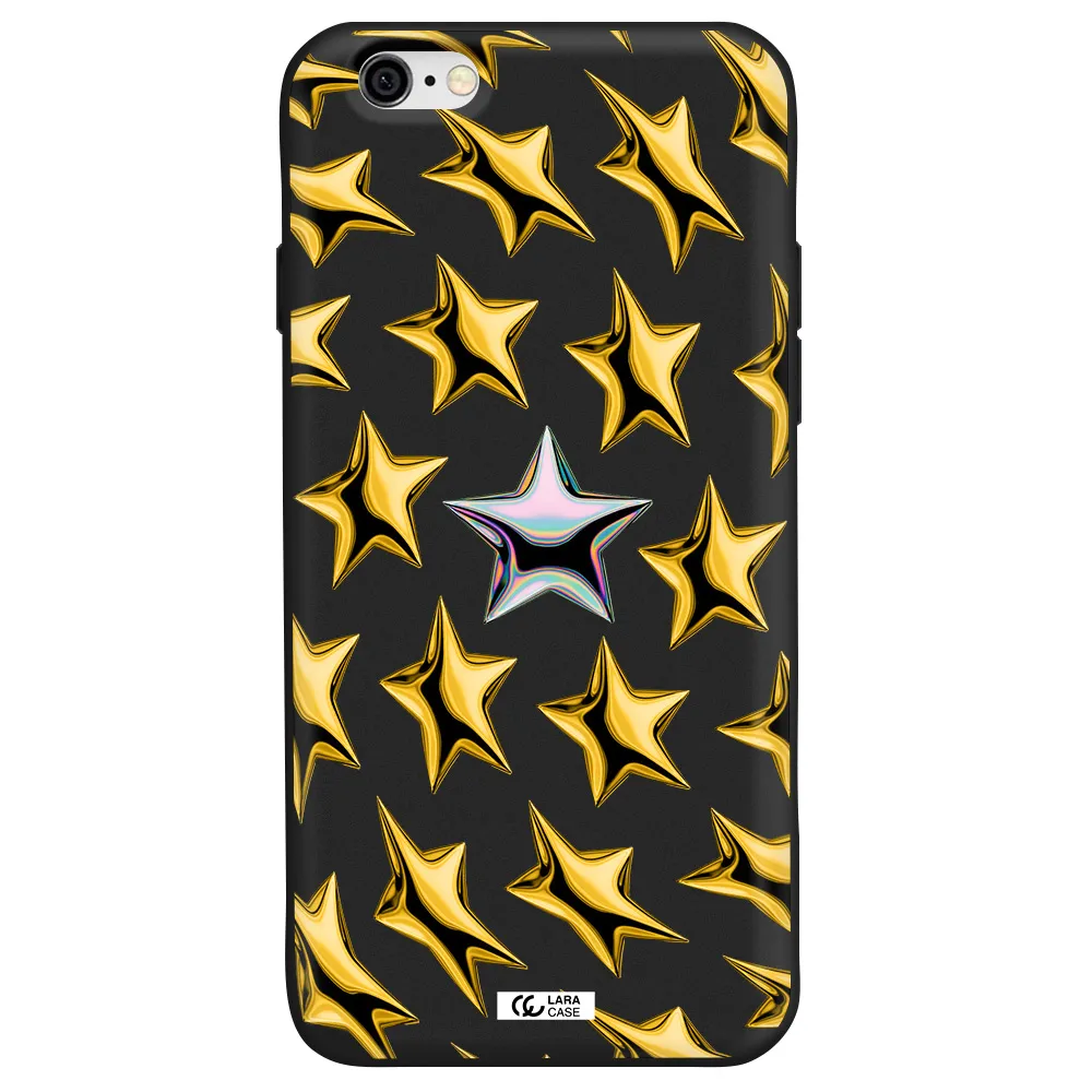 a group of gold stars Apple iPhone 6 Silicone black Case