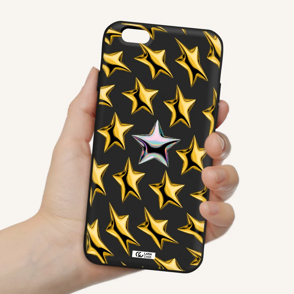a group of gold stars Apple iPhone 6 Silicone black Case