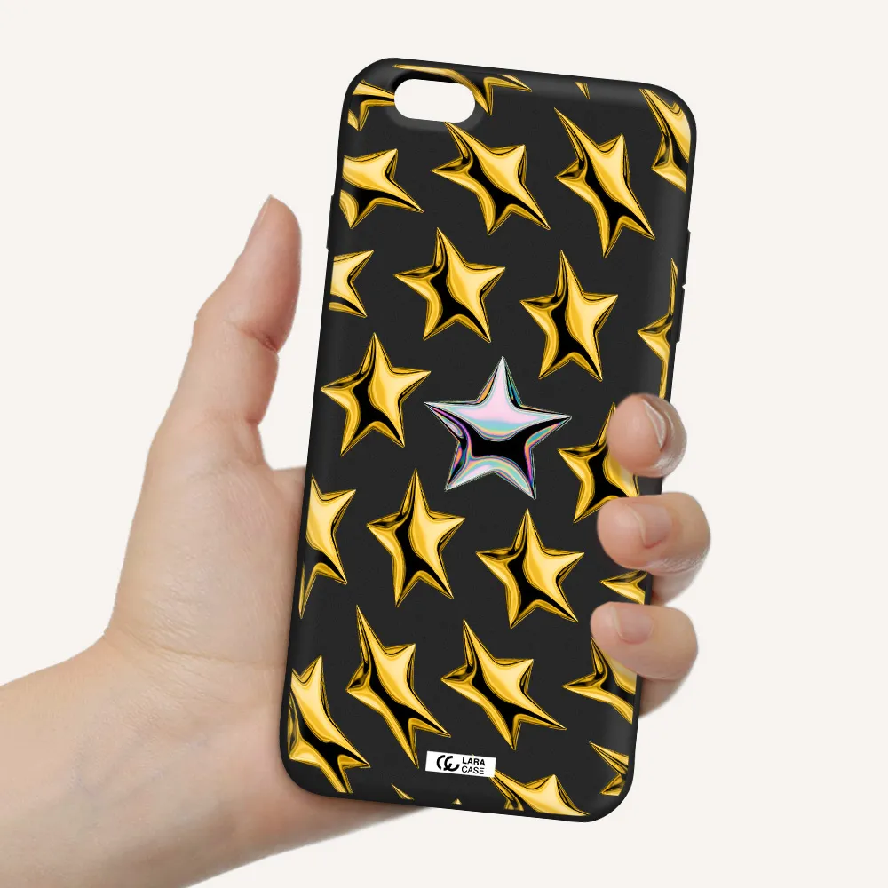 a group of gold stars Apple iPhone 6S Silicone black Case