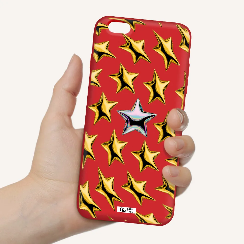 a group of gold stars Apple iPhone 6S Silicone Imperial Red Case