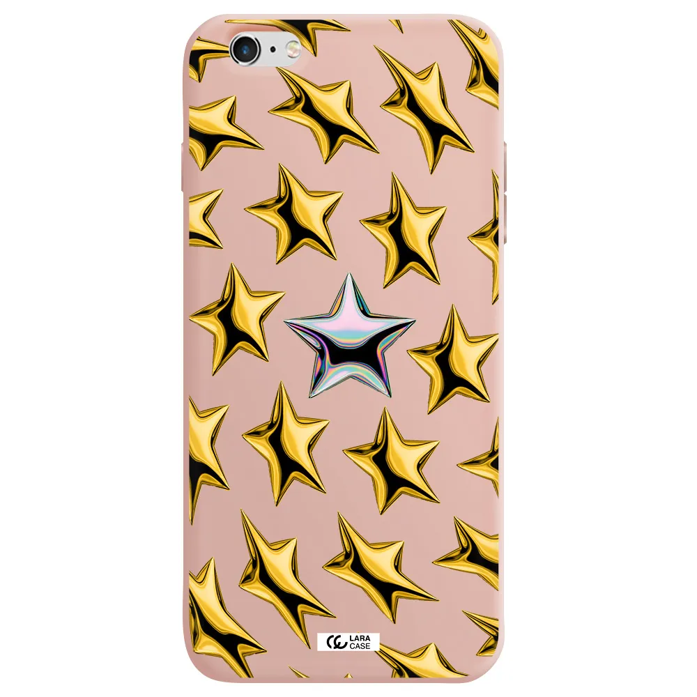 a group of gold stars Apple iPhone 6S Silicone pastel pink Case