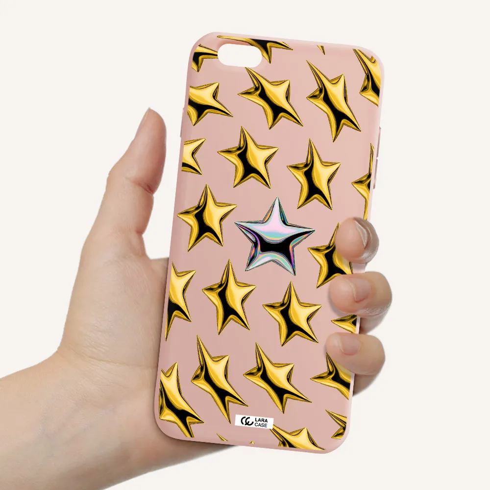 a group of gold stars Apple iPhone 6S Silicone pastel pink Case