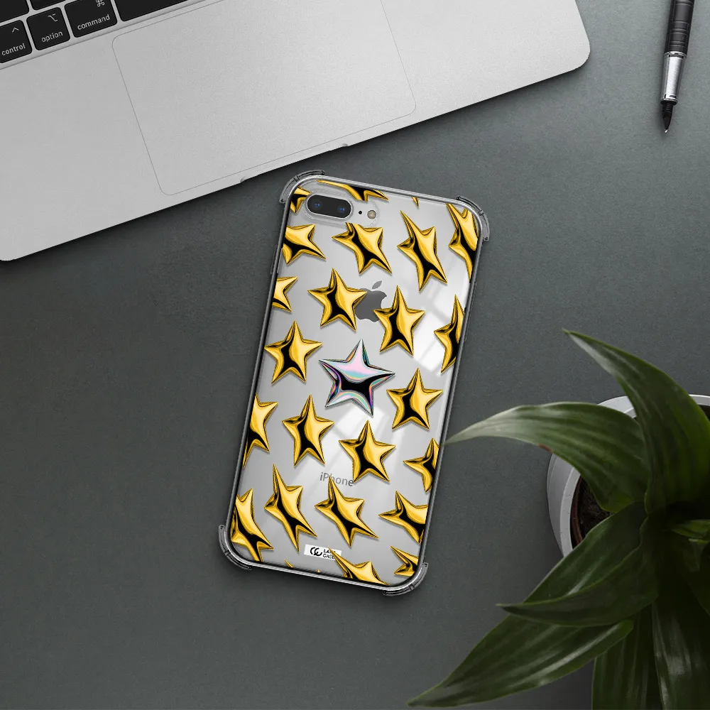 a group of gold stars Apple iPhone 7 plus Clear PC Case