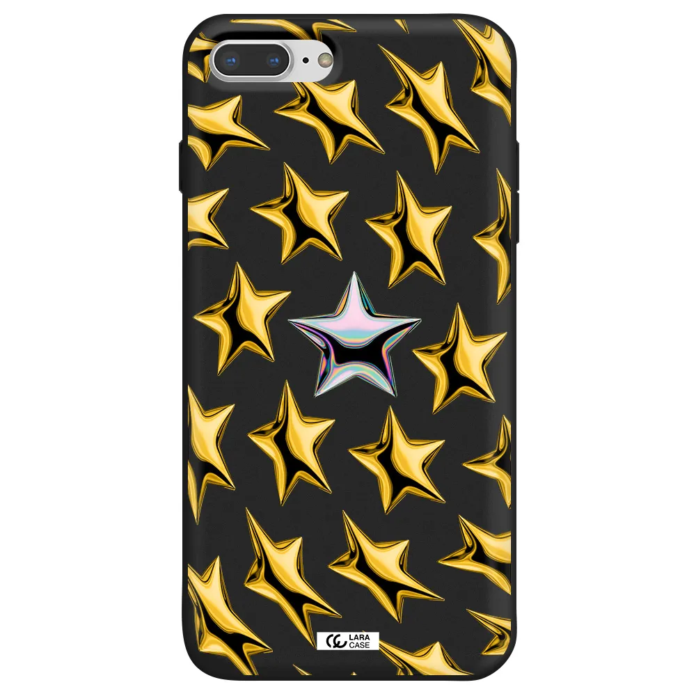 a group of gold stars Apple iPhone 7 plus Silicone black Case