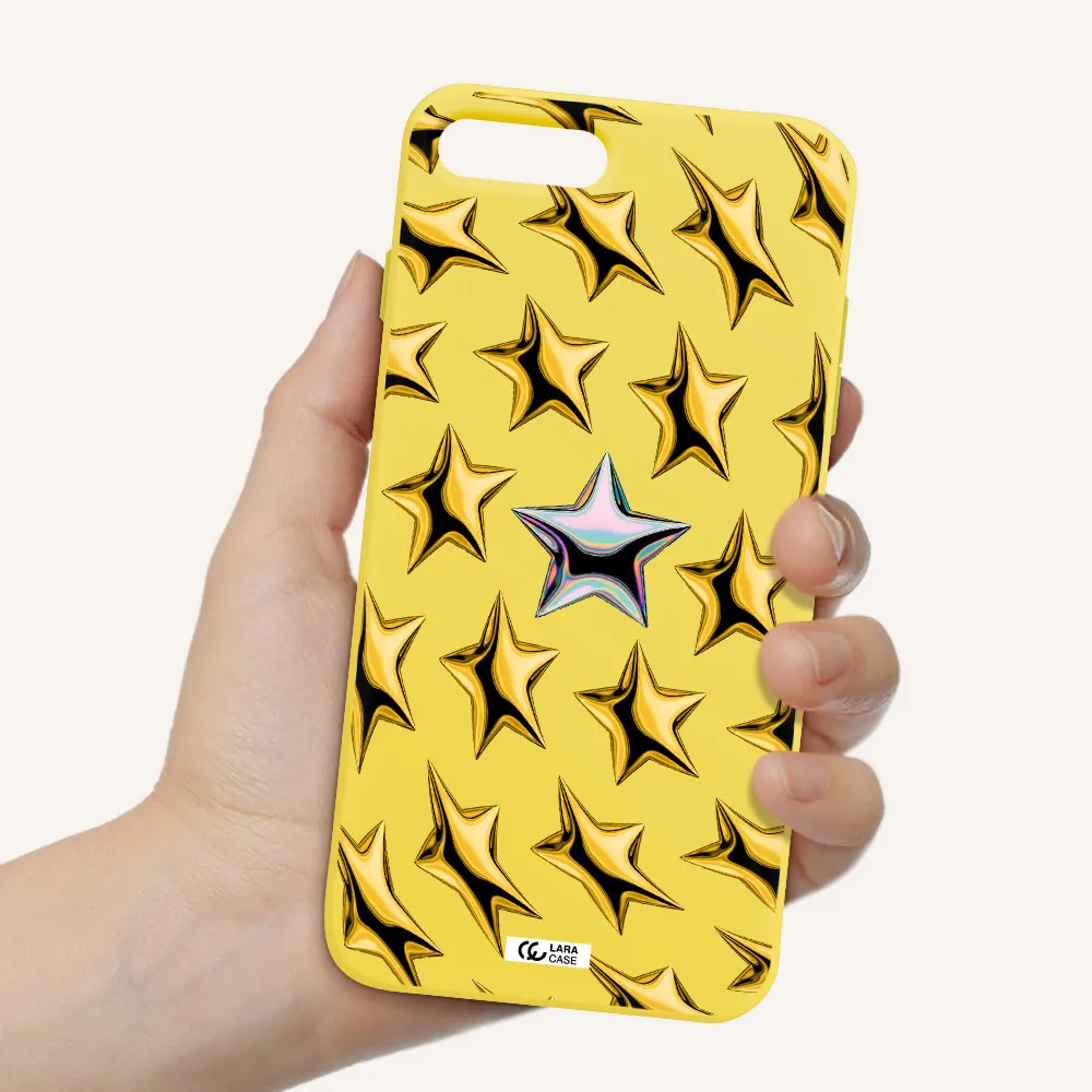 a group of gold stars Apple iPhone 7 plus Silicone canary yellow Case