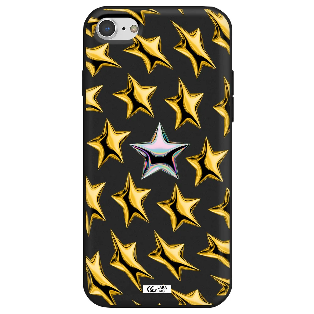 a group of gold stars Apple iPhone 7 Silicone black Case