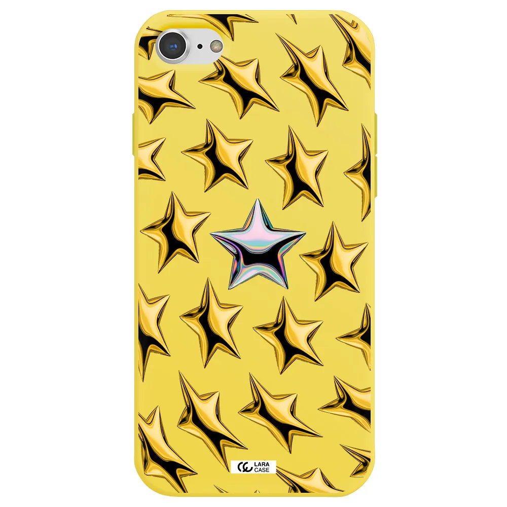 a group of gold stars Apple iPhone 7 Silicone canary yellow Case