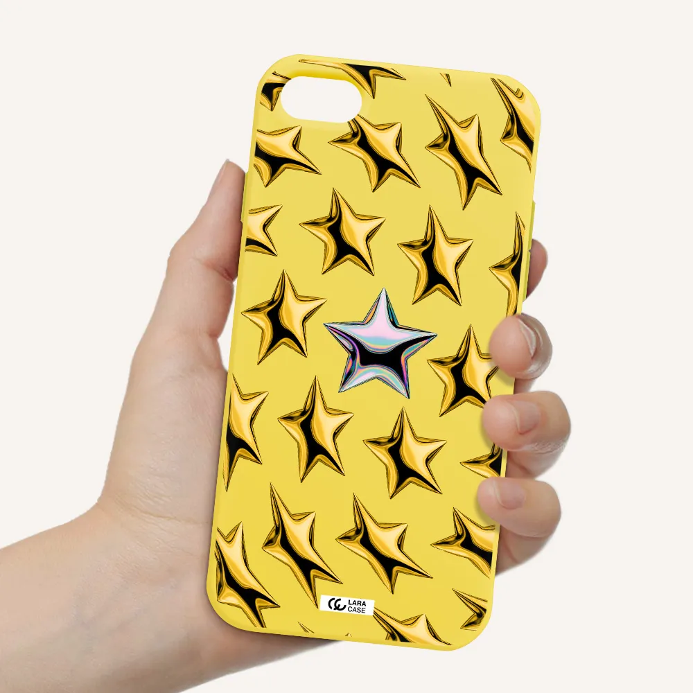 a group of gold stars Apple iPhone 7 Silicone canary yellow Case