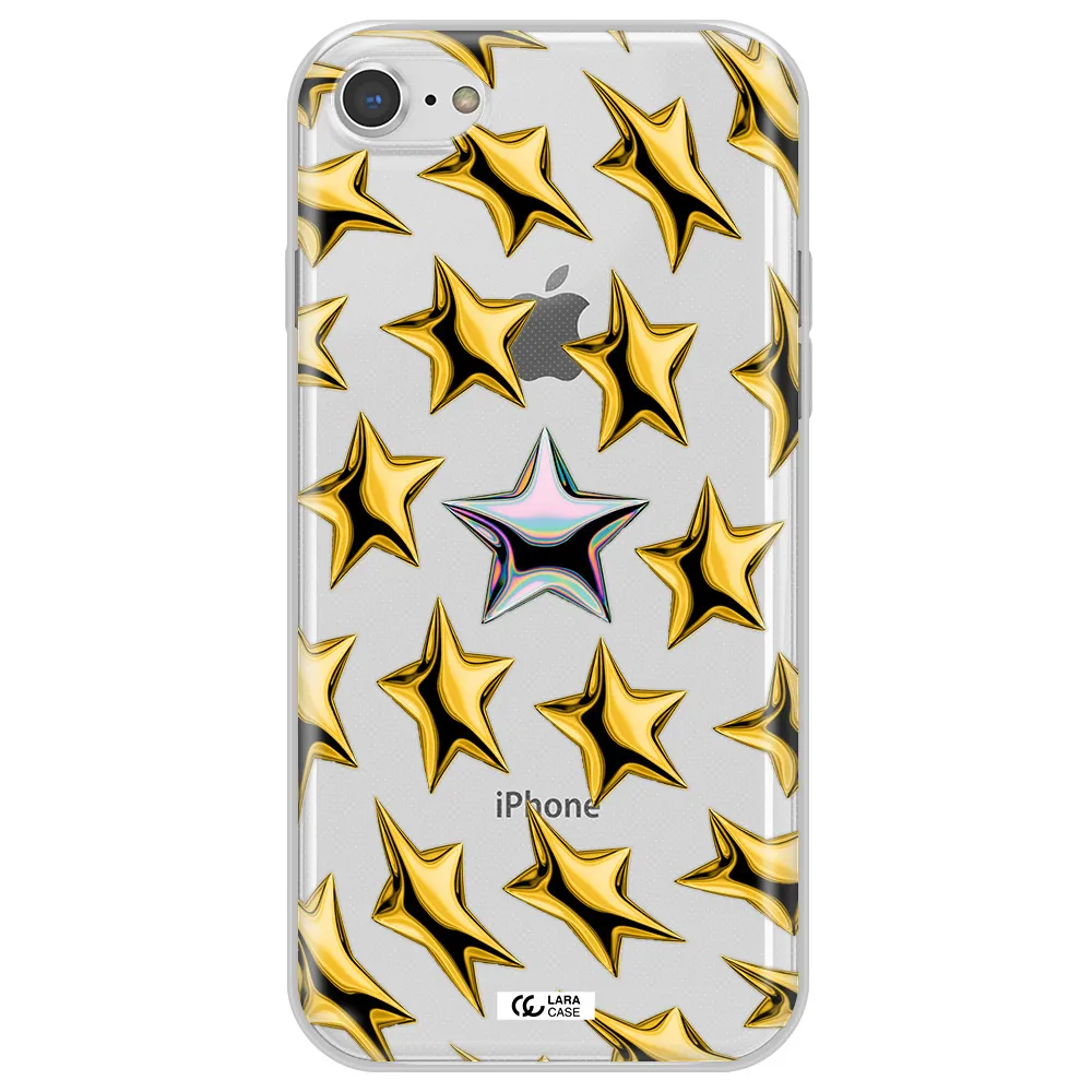 a group of gold stars Apple iPhone 8 Clear TPU Case