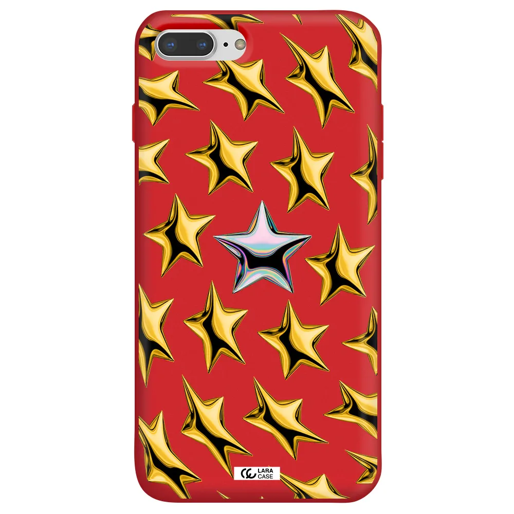 a group of gold stars Apple iPhone 8 plus Silicone Imperial Red Case