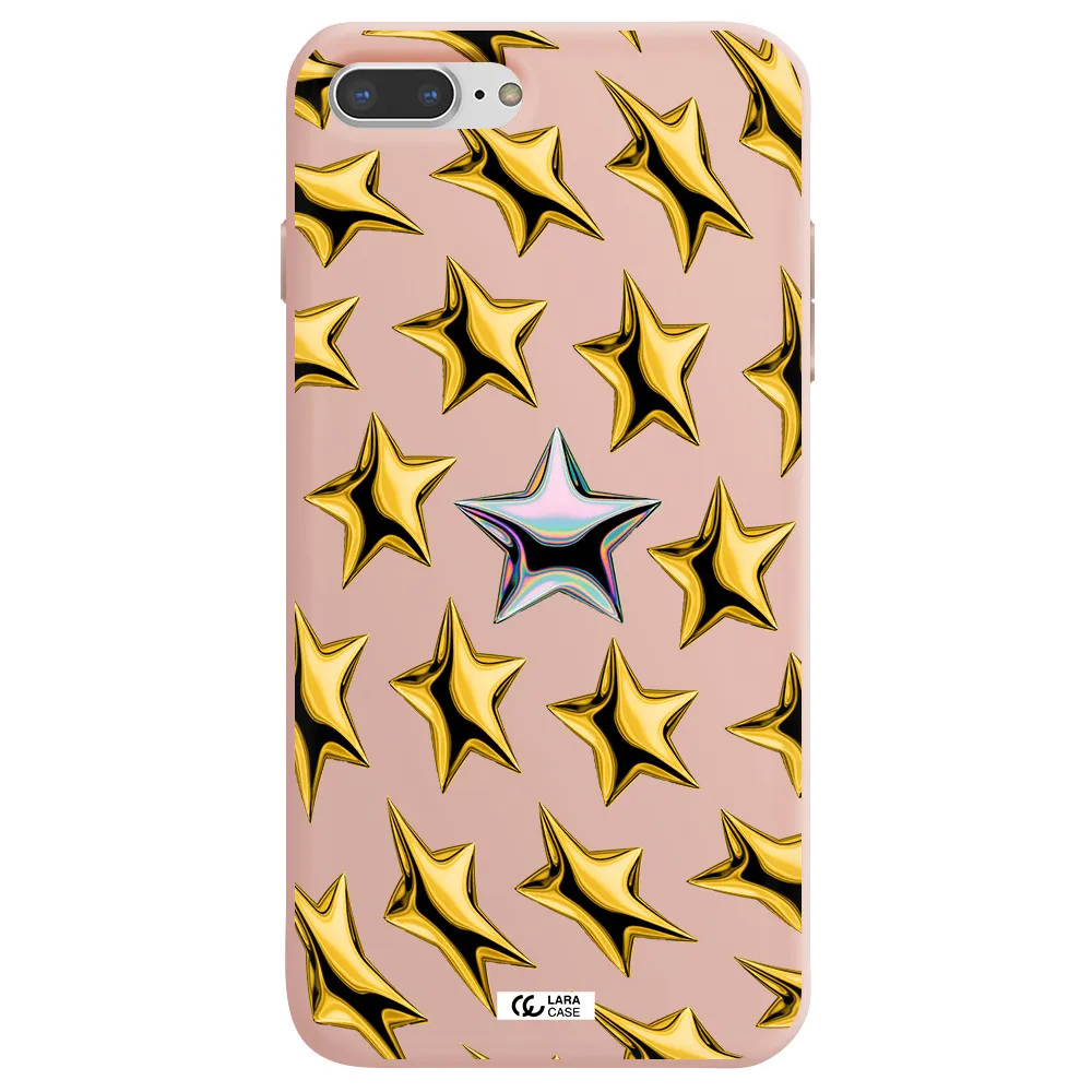 a group of gold stars Apple iPhone 8 plus Silicone pastel pink Case