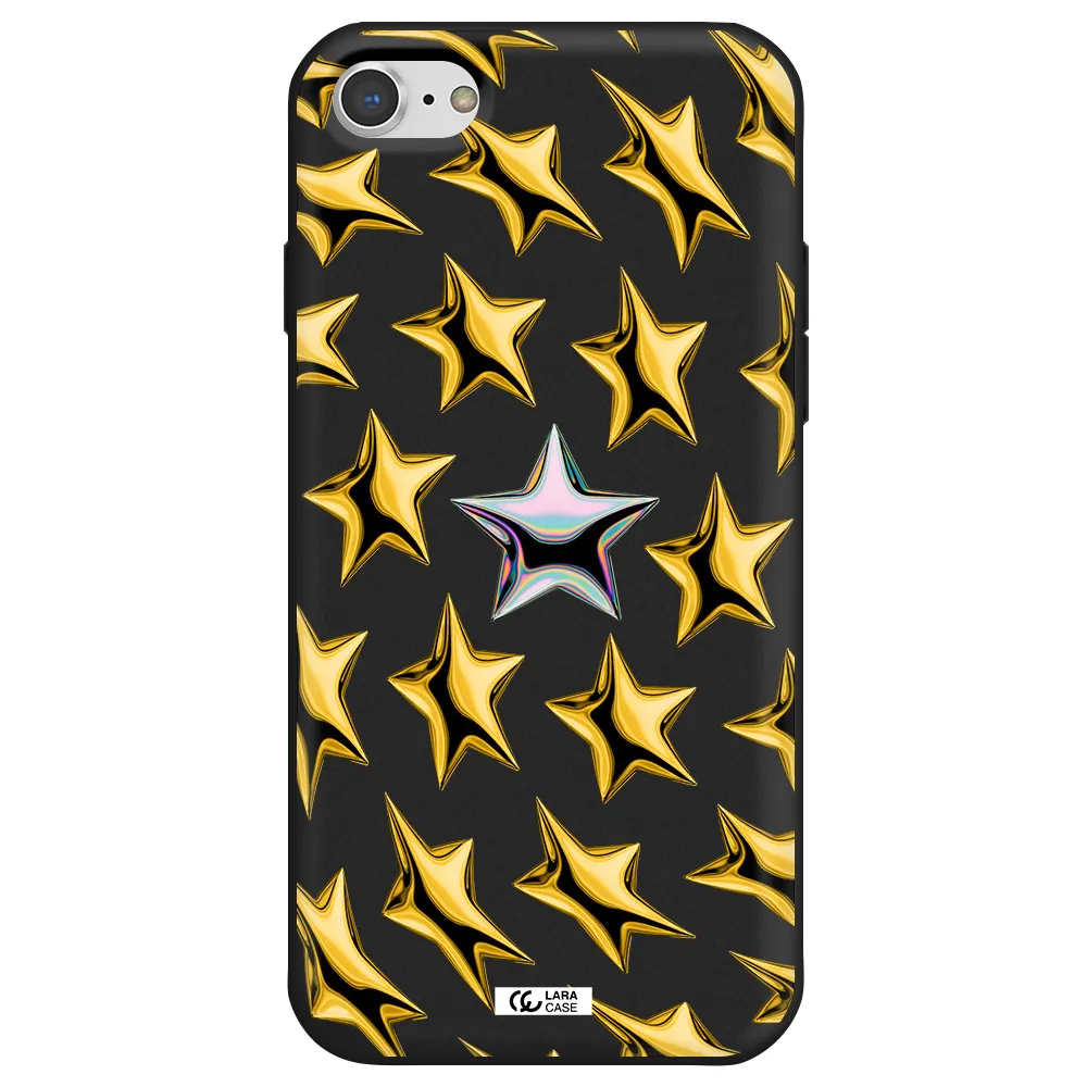 a group of gold stars Apple iPhone 8 Silicone black Case