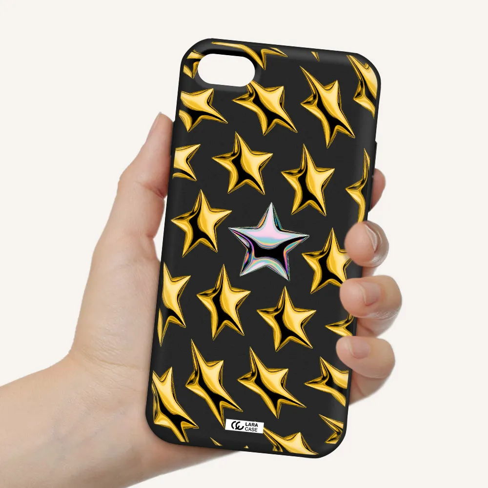 a group of gold stars Apple iPhone 8 Silicone black Case
