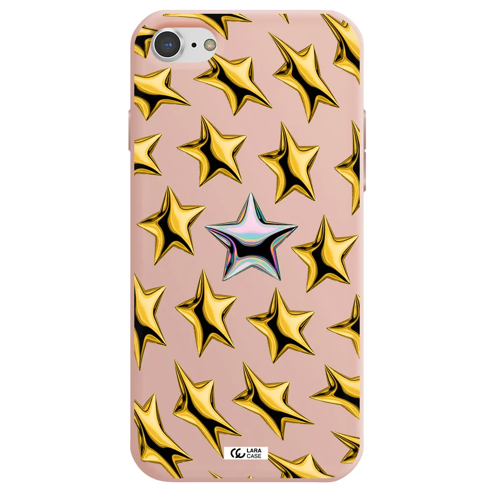 a group of gold stars Apple iPhone 8 Silicone pastel pink Case