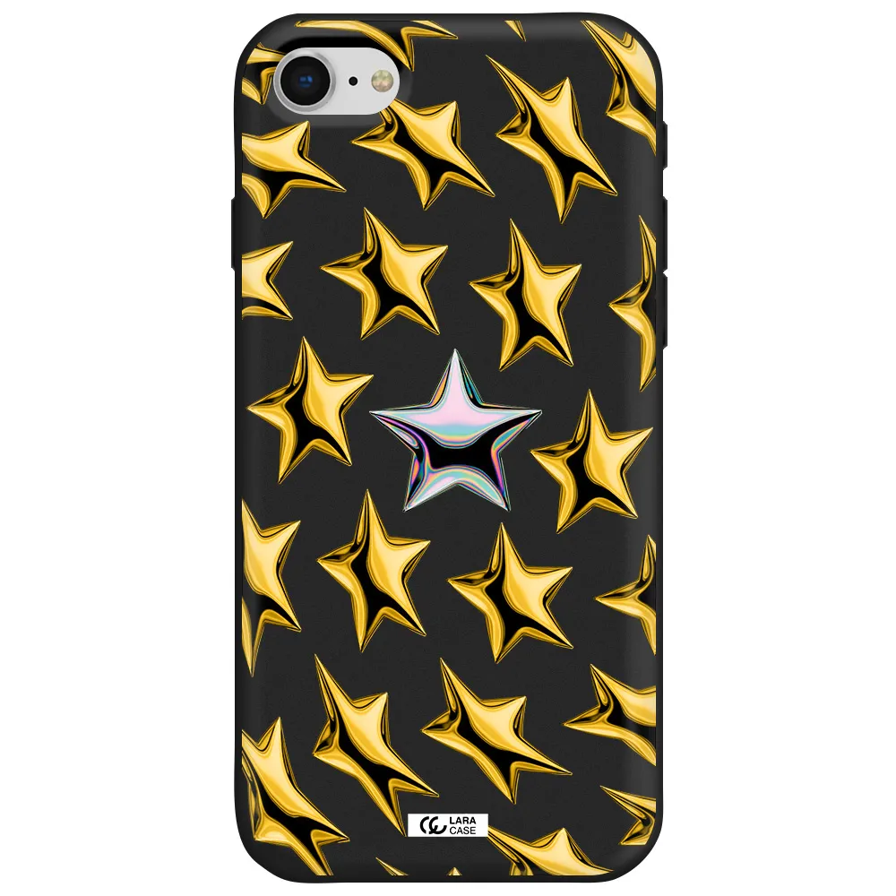 a group of gold stars Apple iPhone se 2020 Silicone black Case