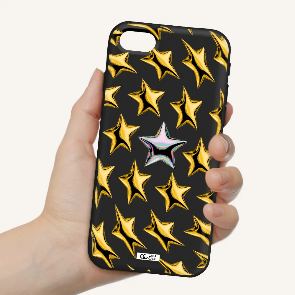 a group of gold stars Apple iPhone se 2020 Silicone black Case