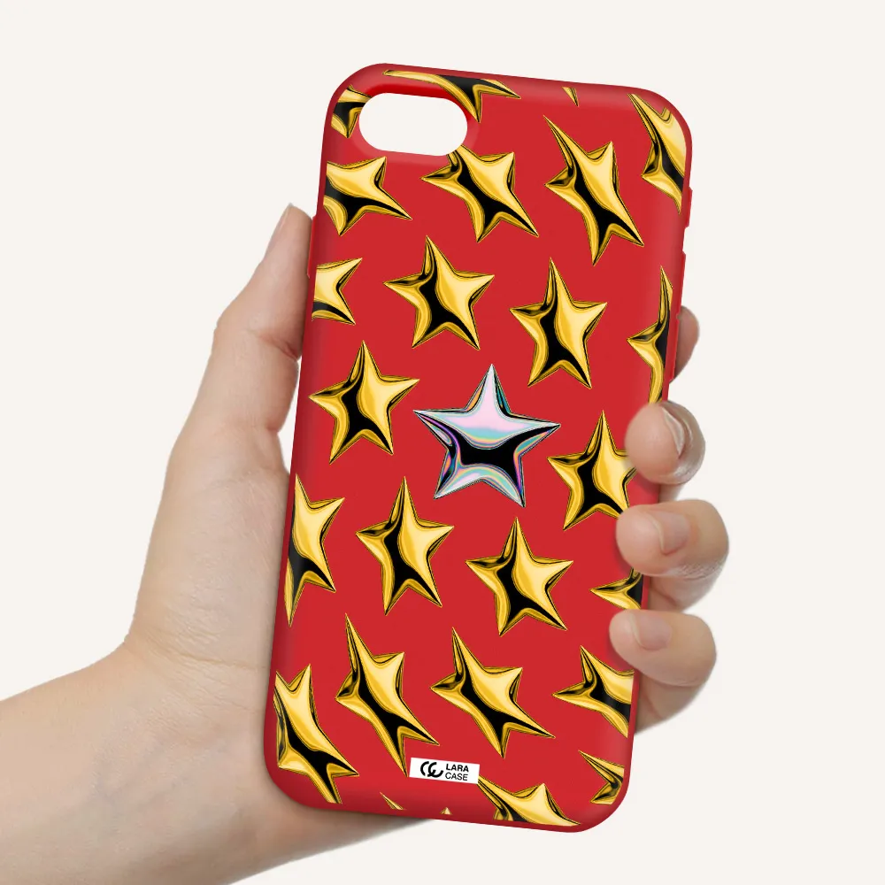 a group of gold stars Apple iPhone se 2020 Silicone Imperial Red Case